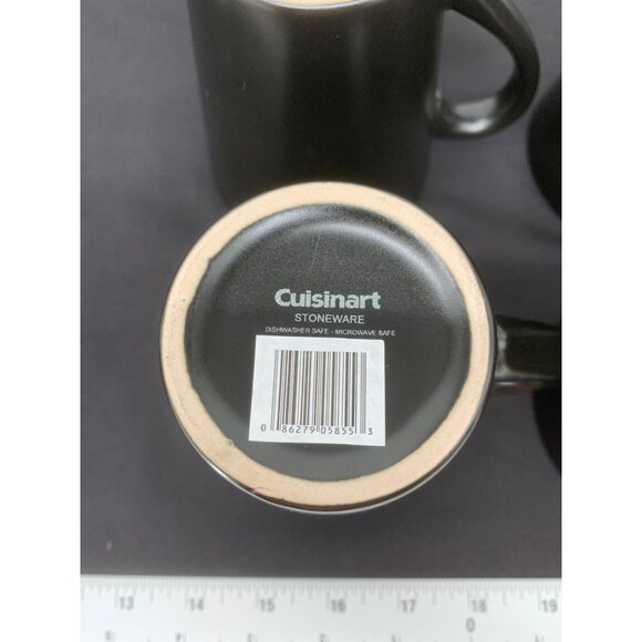 4 Cuisinart Black Lime Green Stoneware Coffee Mugs - Picture 7 of 7